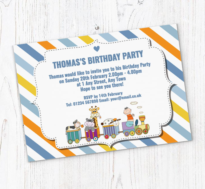 baby animal train invitations