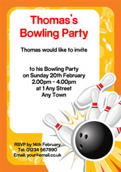 yellow bowling party invitations