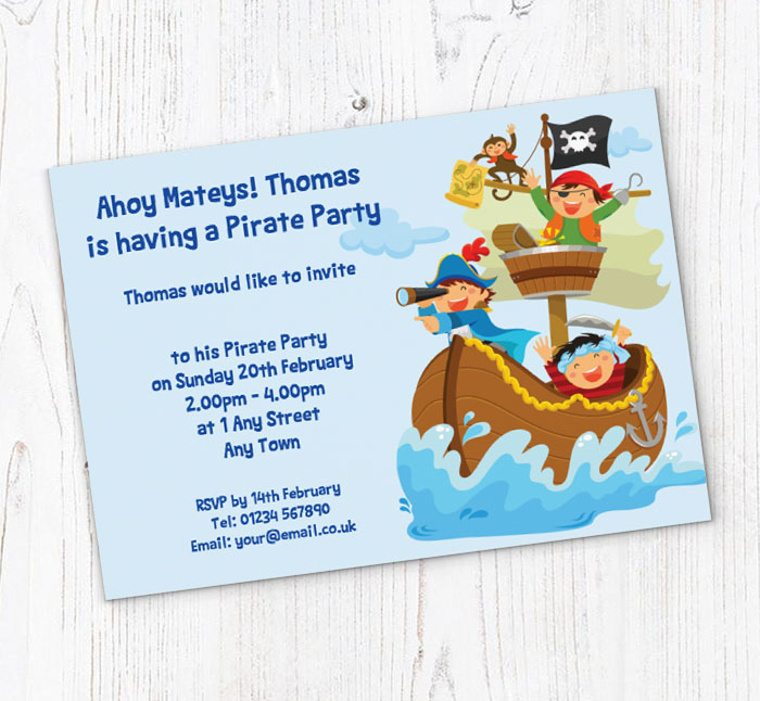 pirates sailing in ship invitations