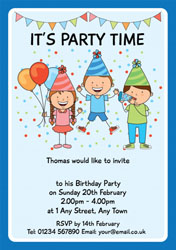 blue kids party invitations