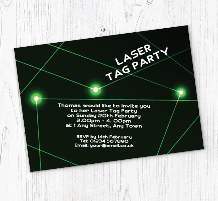 green laser beams invitations