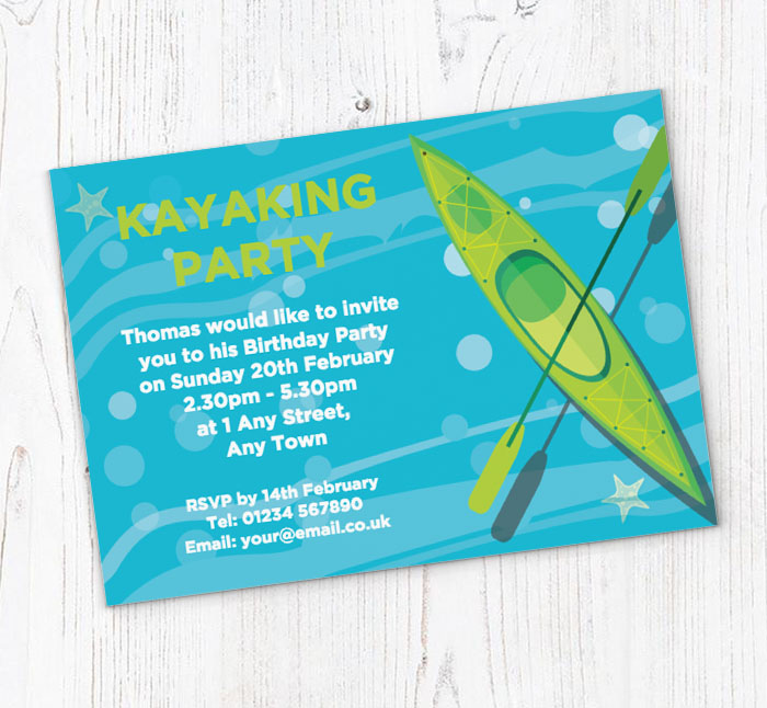 green kayak party invitations