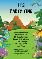 cartoon dinosaurs invitations