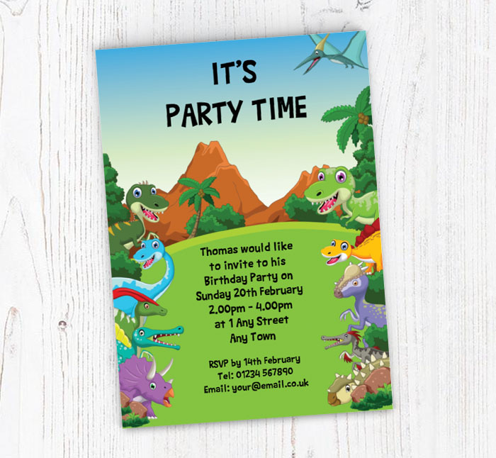 cartoon dinosaurs invitations