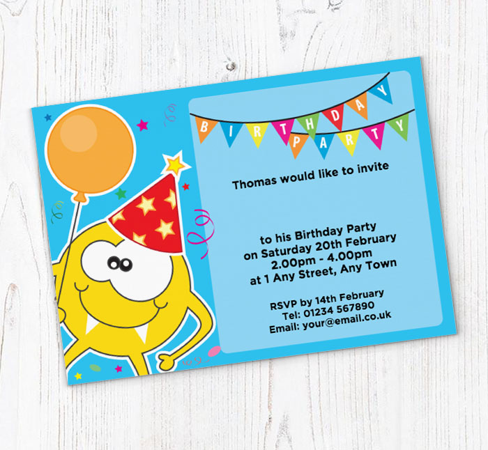 yellow monster party invitations