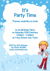 boy singing party invitations