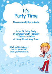 boy singing party invitations