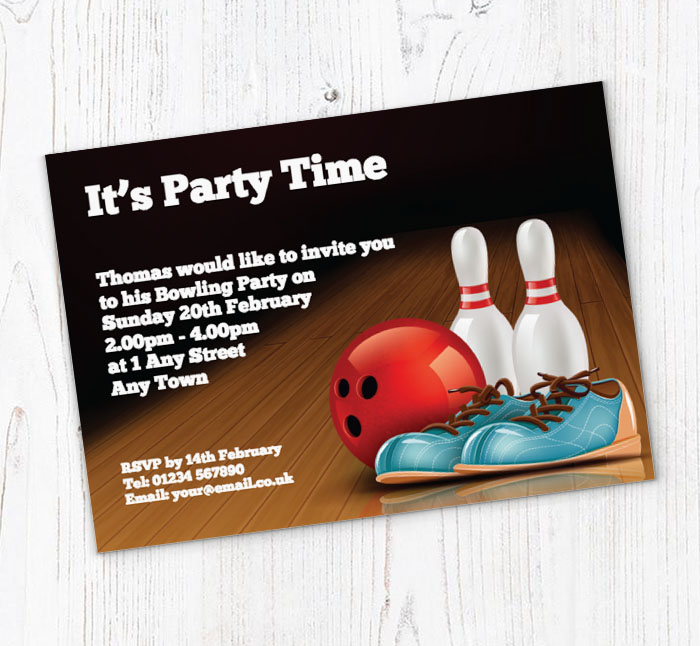 bowling lane party invitations