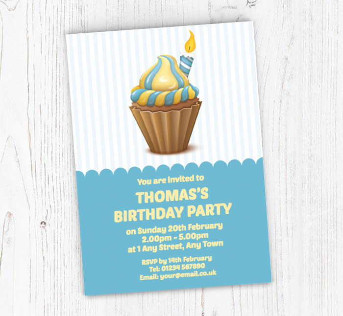 cupcake and candle invitations