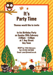 woodland creatures party invitations