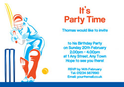 cricketer party invitations