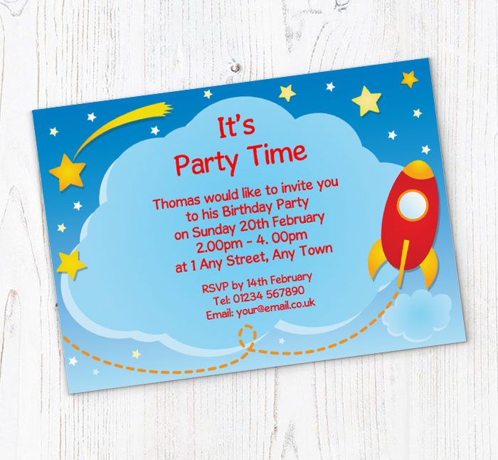 space party invitations