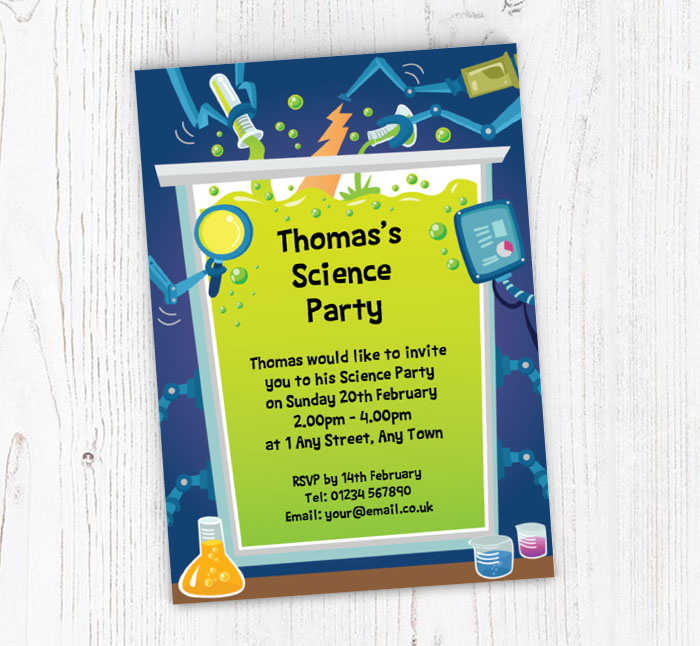 chemistry tests party invitations