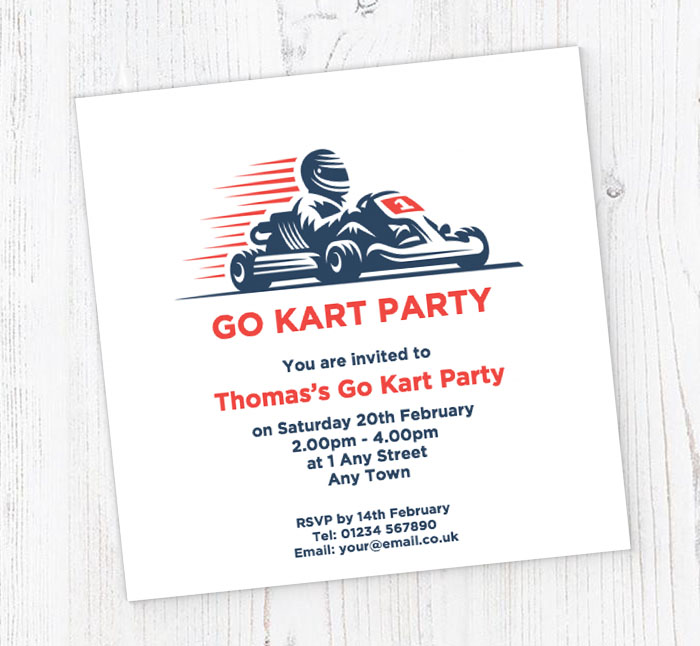 go kart racer party invitations