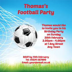 back of the net party invitations