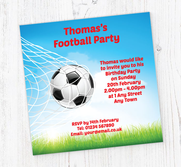 back of the net party invitations