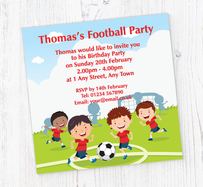 childrens football party invitations