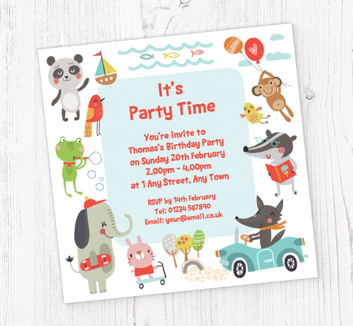 animal border party invitations