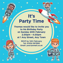 astronaut kids party invitations