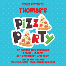 pizza party birthday invitations