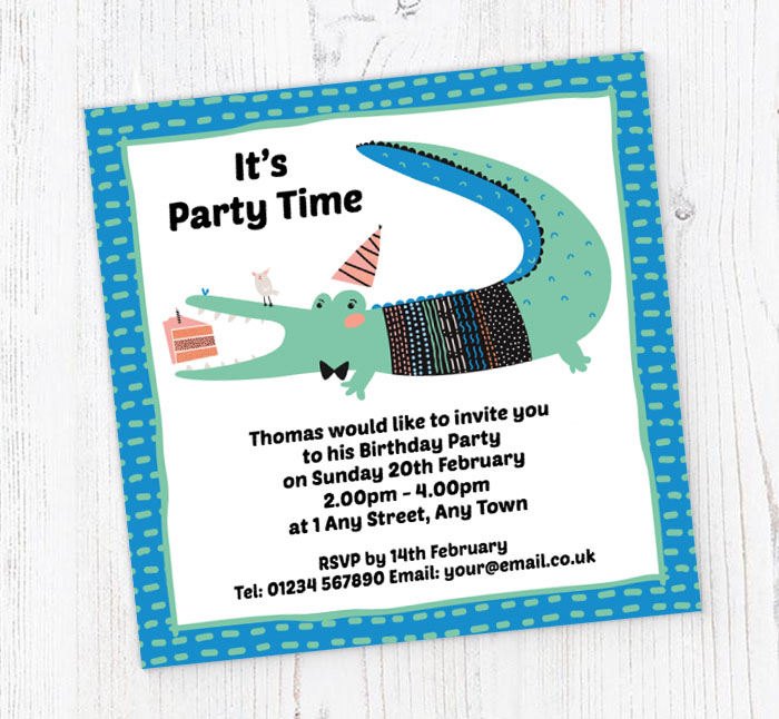 crocodile birthday party invitations