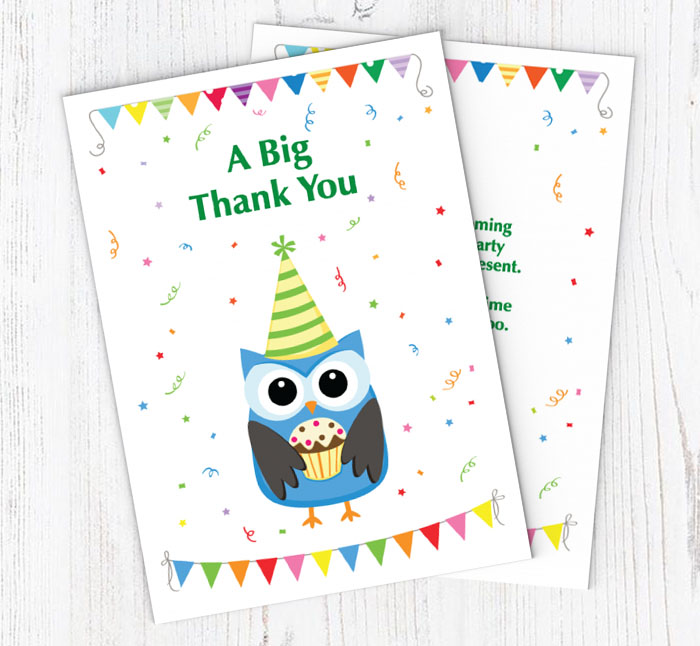 party owl thank you cards