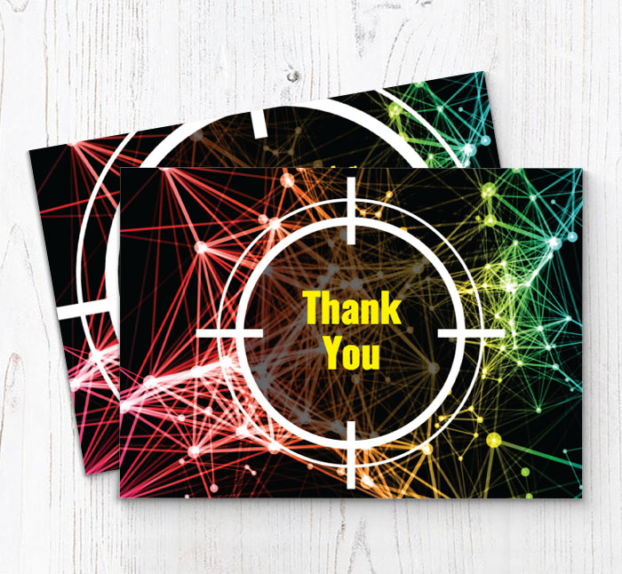 laser target thank you cards