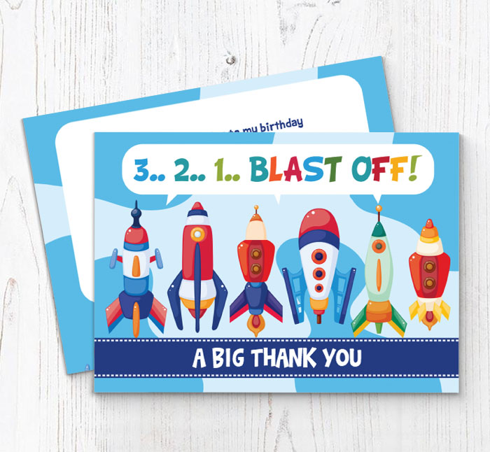 space rockets thank you cards