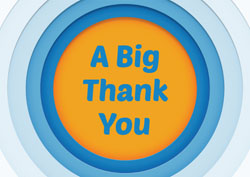 blue retro circles thank you cards