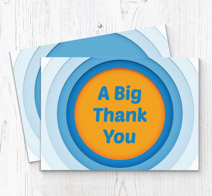 blue retro circles thank you cards