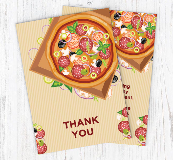 pizza box thank you cards