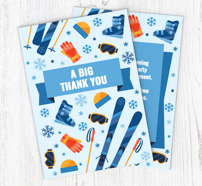 skiing thank you cards