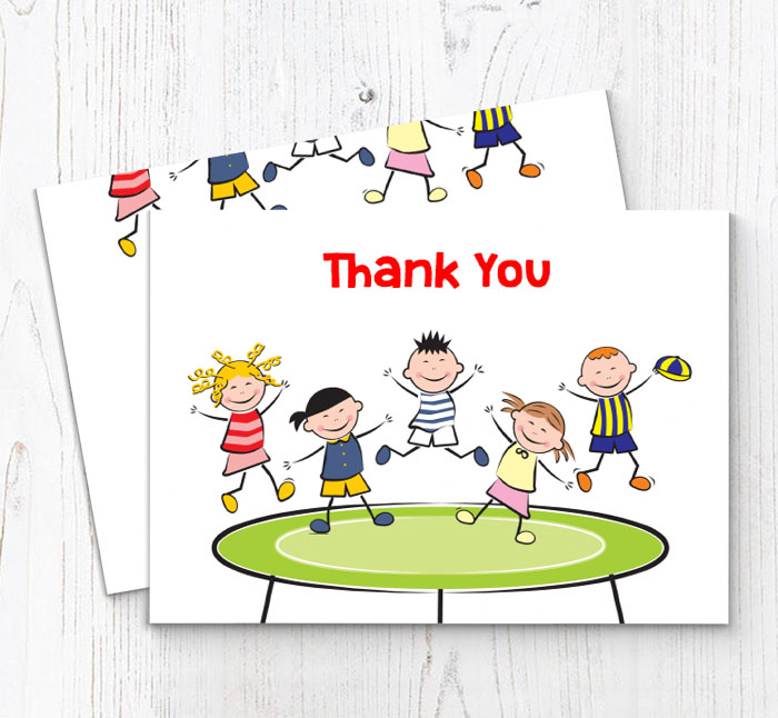 trampolining children thank you cards
