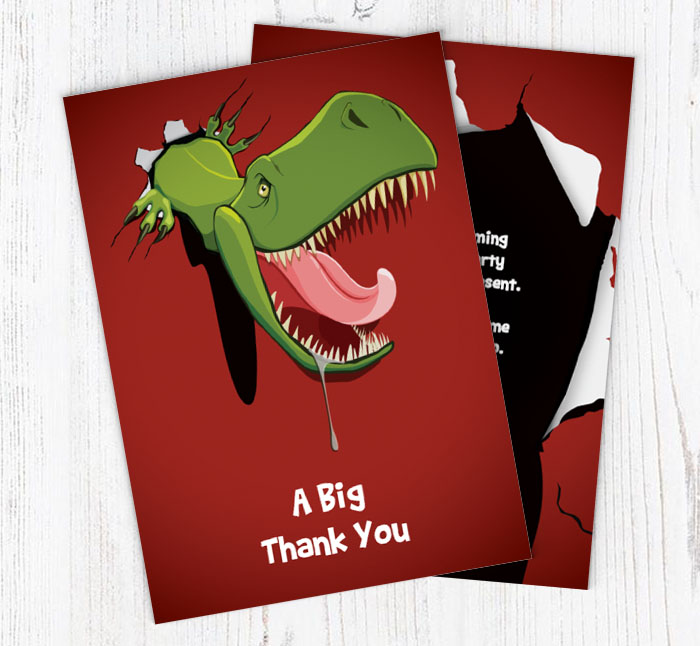 hungry dinosaur thank you cards