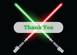 lightsabers thank you cards