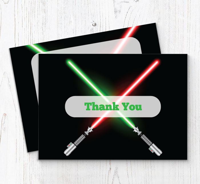 lightsabers thank you cards