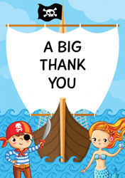 pirate and mermaid thank you cards
