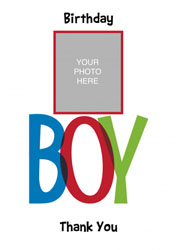 boys photo upload thank you cards