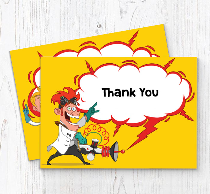 crazy scientists thank you cards