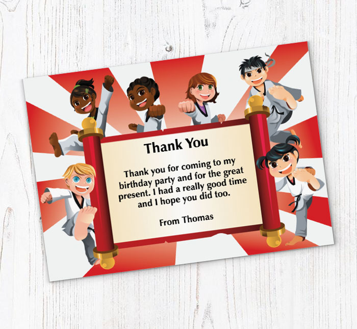 martial arts thank you cards