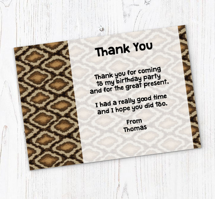 snake skin thank you cards