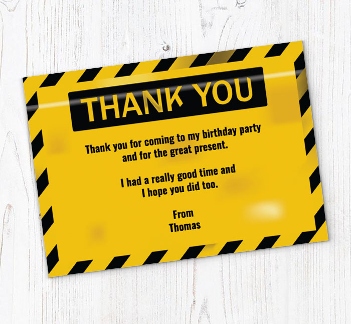 warning thank you cards