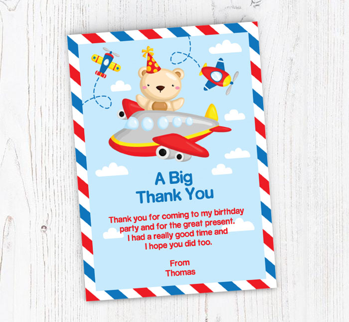 teddy bear flying thank you cards