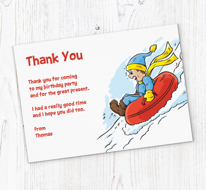 snow tubing thank you cards