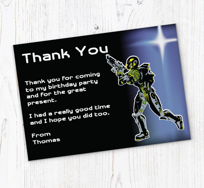 laser quest thank you cards