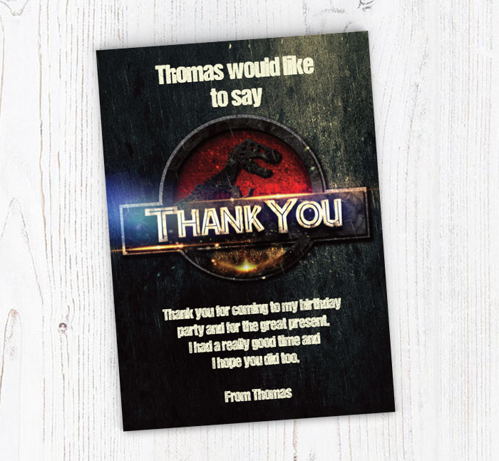 jurassic thank you cards