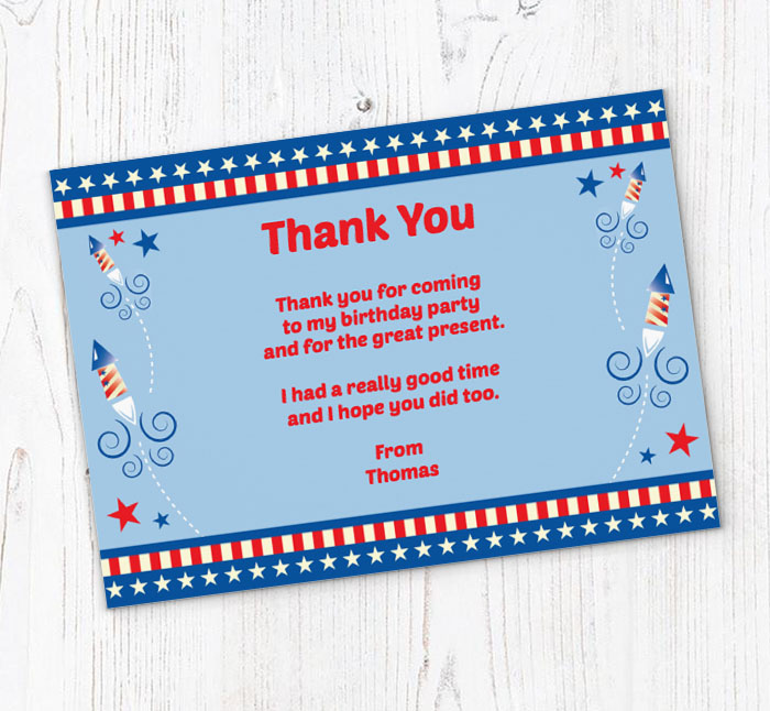 rockets and stars thank you cards