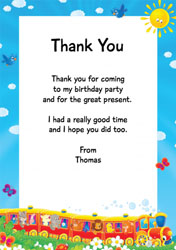 animal train thank you cards
