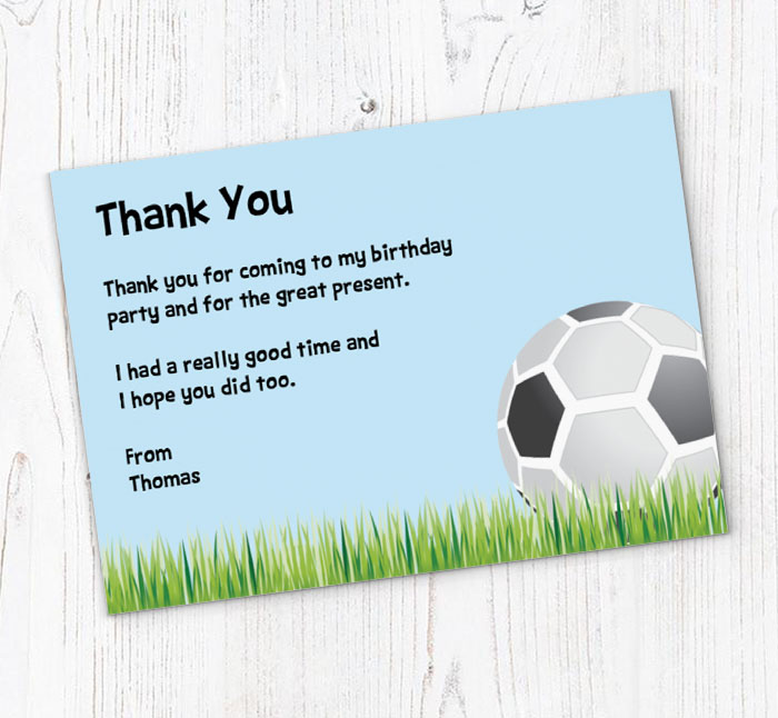 football on grass thank you cards