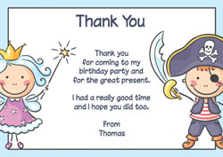 pirate and fairy thank you cards